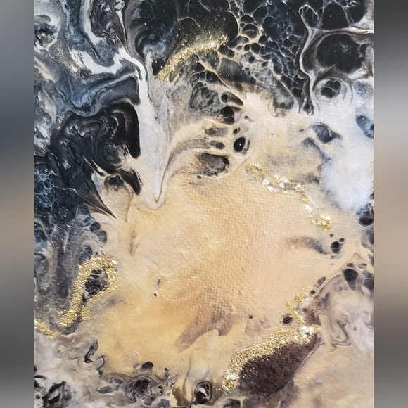 12"x12" (10"x10" without frame) Original Acrylic Pour Painting - Picture 2 of 4